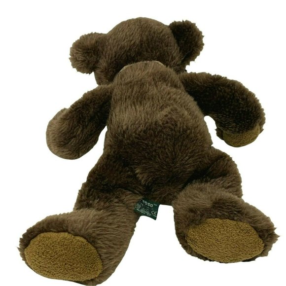 RUSS-BERRIE Espresso Teddy Bear Dark Brown 15" Plush Plaid Bow Pellets - Picture 4 of 6